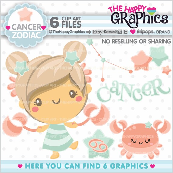 Cancer Clipart, Cancer Graphics, COMMERCIAL USE, Zodiac Clipart, Zodiac Graphics, Constellation Clipart, Crab Clipart, Zodiac Clip Art, Girl Il_570xn