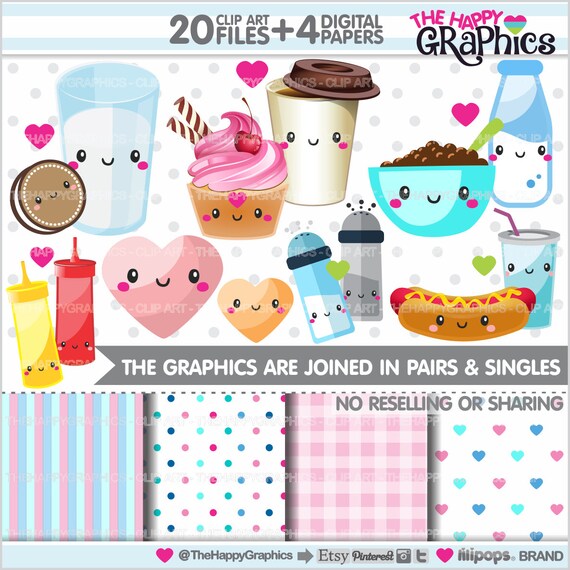 Food Clipart, Food Graphic, COMMERCIAL USE, Planner Accessories, Perfect Pair, Valentine Graphics, Valentine Clipart, Love Clipart Il_570xn