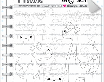 Dinosaur Stamp, COMMERCIAL USE, Dinosaur Digi Stamp, Party Digistamp, Dinosaur Party, Outline Images, Coloring Images, Outline Clipart, Dino