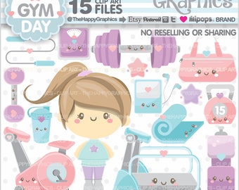 Fitness Clipart, Fitness Graphics, COMMERCIAL USE, Gym Clipart, Planner Accessories, Workout Clipart, Exercise Clipart, Digital, Imprimable