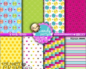 Candy Digital Paper, COMMERCIAL USE, Candy Pattern, Printable Paper, Candy Party, Candy Paper, Candies Pattern, Sweet Paper