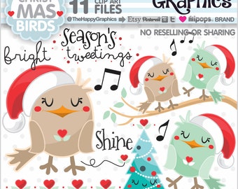 Christmas Clipart, Christmas Graphic, COMMERCIAL USE, Christmas Party, Christmas Girl, Season Clip Art, Seasonal Clipart, Christmas Birds