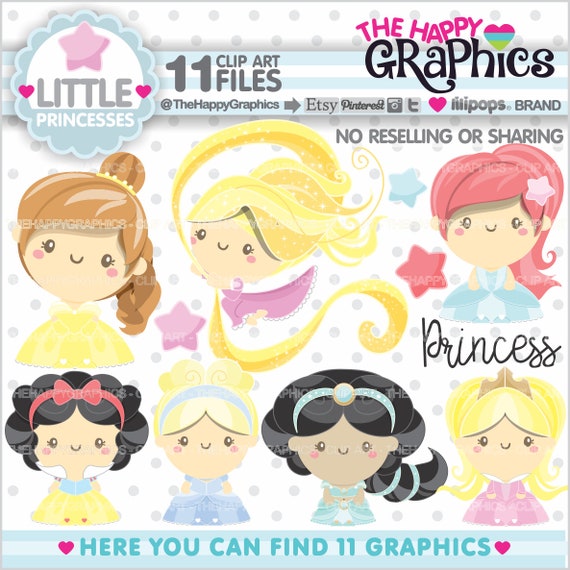 Princess Clipart, Princess Graphics, COMMERCIAL USE, Fairy Tale Princess, Princess Fairy Tale, Princess Clip Art, Princesses Clipart Il_570xn