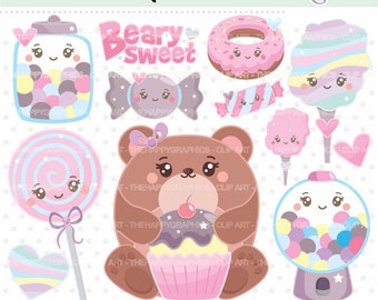 Bear Clipart, Love Clipart, Valentine's Day, Candy Bear, Candy Clipart, Spring Clipart, Love Images, Celebration, Spring Graphic, Cute Bear