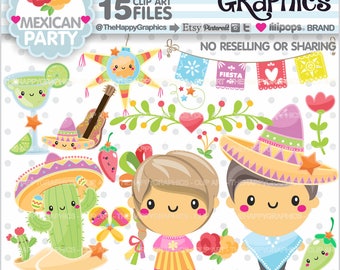 Clipart mexicain, graphique mexicain, utilisation COMMERCIALE, fête mexicaine, accessoires de planificateur, Clipart de célébration, Cinco de Mayo, Mexique Clipart