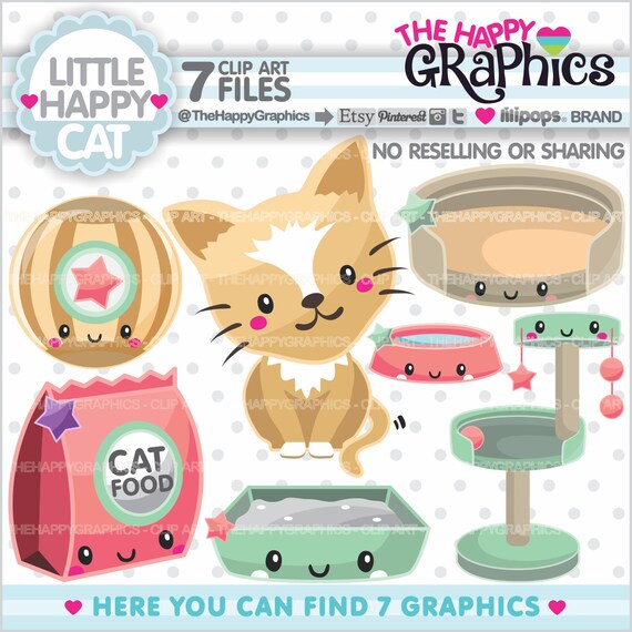 Cat Clipart, Cat Graphic, COMMERCIAL USE, Cat Party, Planner Accessories, Pet Clipart, Kitten Clip Art, Animal Graphics Il_570xn