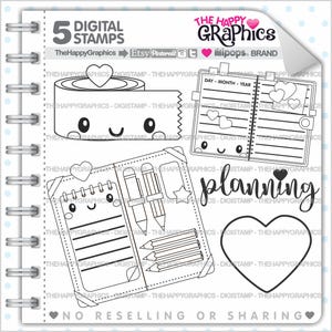 Planner Girl Stamps, Commercial Use, Digi Stamp, Digital Image, Planning Digistamp, Coloring Page, Planner Girl Cliparts image 1