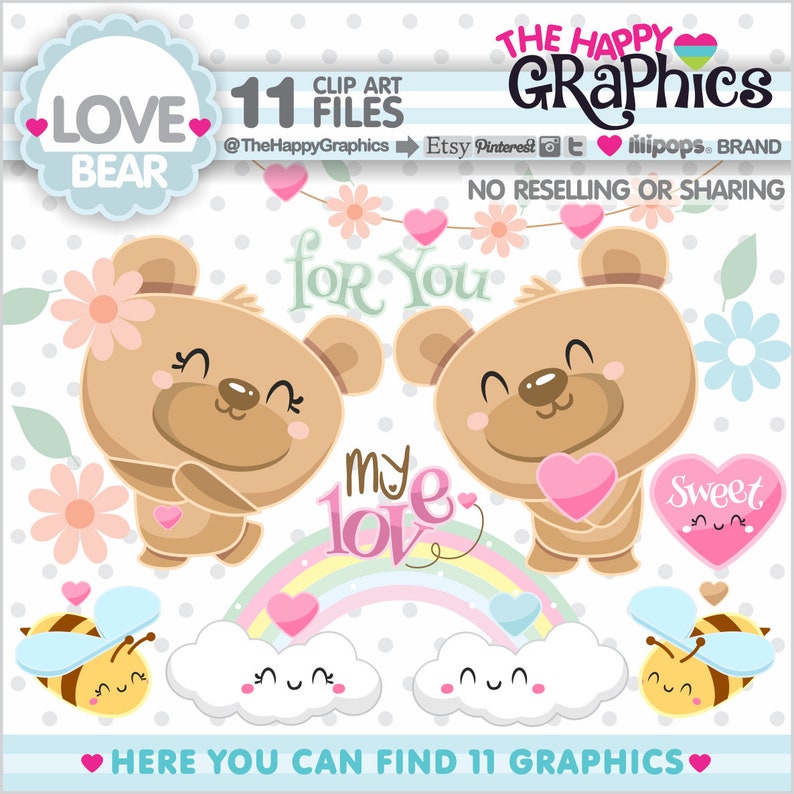 Liebe Clipart, Liebe Grafik, kommerzielle Nutzung, Valentinstag Clipart, Valentinstag Grafik, Bär Clipart, Liebe Clip Art, Bär Grafik, niedlich Bild 1