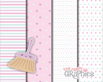 Clean Up, Digital Paper, COMMERCIAL USE, Chore Pattern, Printable Paper, Housekeeping, Organizing Pattern, Clean Paper, Cute Pattern, Scrap