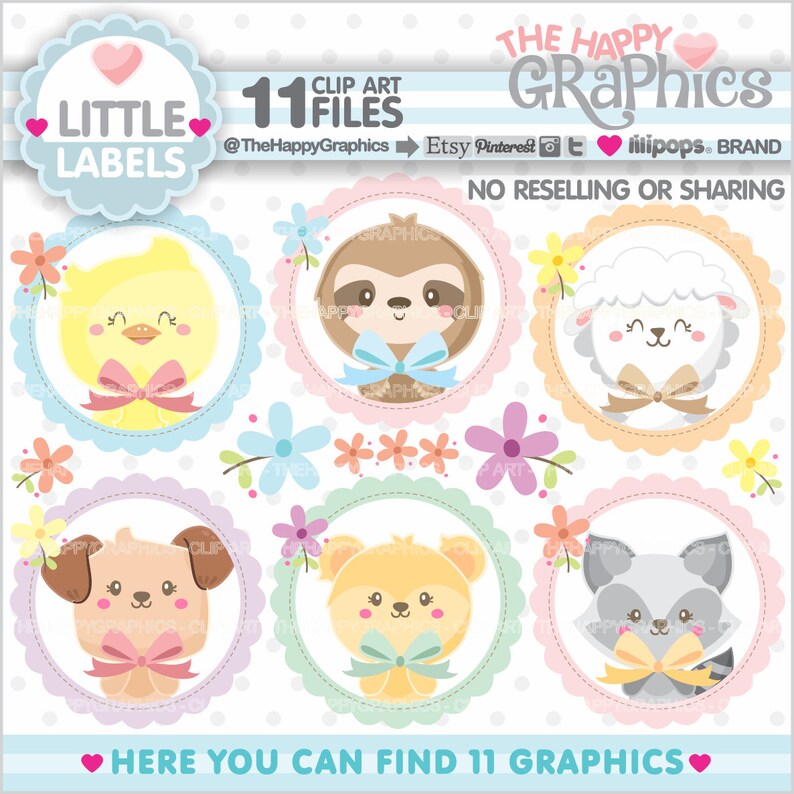 Label Clipart, Label Graphics, COMMERCIAL USE, Frame Clipart, Frame Graphics, Label Images, Animal Label, Cute Label, Cute Badge, Printable image 1