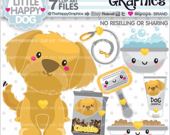 Hond clipart, hond afbeelding, commercieel gebruik, hond partij, planner accessoires, golden retriever, gouden hond, puppy illustraties, huisdier clipart, schattig