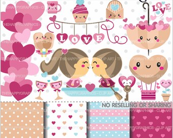 Valentine Clipart, Love Clipart, Valentines Day Clipart, COMMERCIAL USE, Planner Accessories, Valentine Graphics, Love