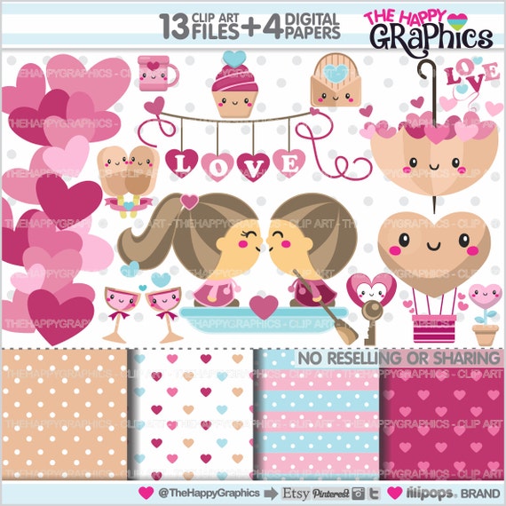 Valentine Clipart, Love Clipart, Valentines Day Clipart, COMMERCIAL USE, Planner Accessories, Valentine Graphics, Love Il_570xn