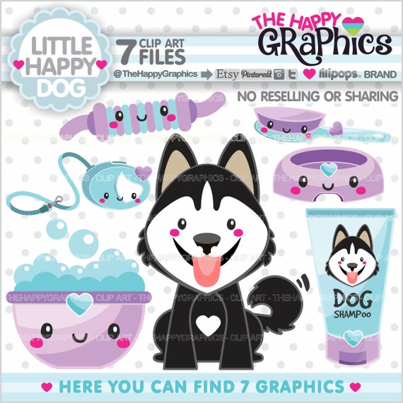 Dog Clipart, Dog Graphic, COMMERCIAL USE, Dog Party, Planner Accessories, Husky Graphic, Husky Clipart, Puppy Dog, Siberian Il_570xn