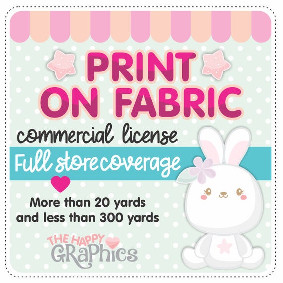 Commercial License for Use on Fabric, Commercial Use, Use 1 (one) license for all products you buy in our shop, No Credit, Commercial Use Il_570xn