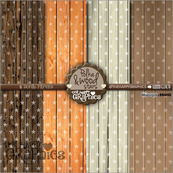 Polka Digital Paper, COMMERCIAL USE, Polka Pattern, Printable Paper, Planner Accessories, Wood Paper, Wood Pattern, Star Paper Il_570xn