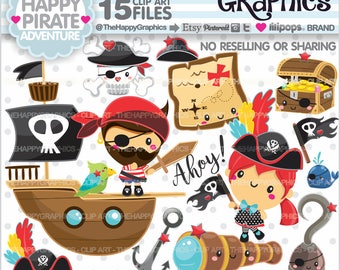 Pirate Clipart, Pirate Graphic, COMMERCIAL USE, Pirate Party, Pirate Boy, Pirate Girl, Kid Cliparts, Educational, Teacher Graphics