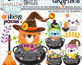 Halloween Clipart, Halloween Graphic, COMMERCIAL USE, Halloween Party, Planner Accessories, Halloween Celebration, Halloween Pot, Digital Il_170x135