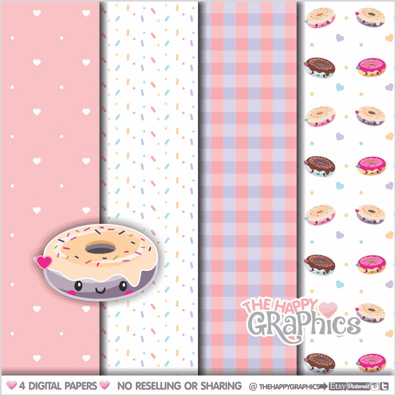 Donut Digital Paper, Donut Pattern, Printable Paper, Doughnut Paper, Doughnut Pattern, Decoration, Printable Pattern, Paper for Print, Sweet image 1