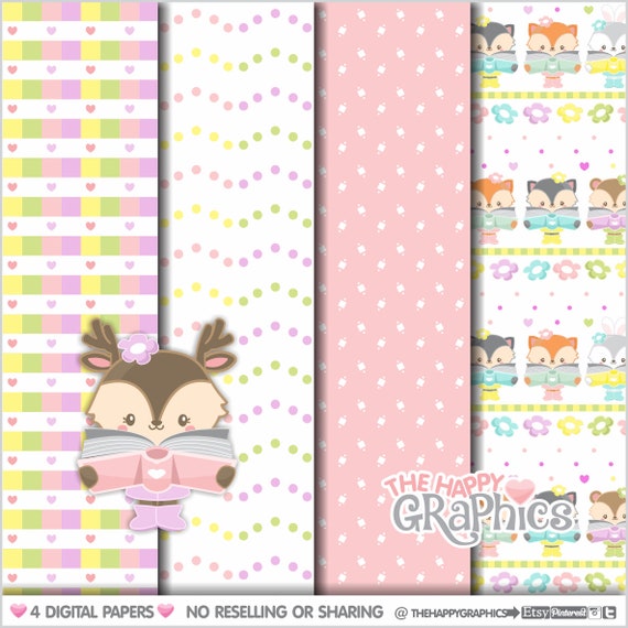 Book Digital Paper, COMMERCIAL USE, Book Pattern, Printable Paper, Digital Paper, Woodland Paper, School Paper, Book Lover Paper, Cute Il_570xn
