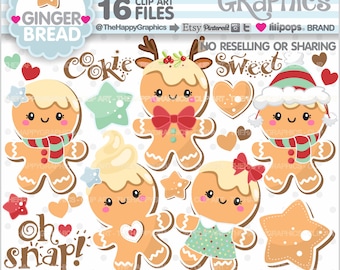 Gingerbread Clipart, Gingerbread Images, COMMERCIAL USE, Christmas Gingerbread, Chrismtas Clipart, Christmas Graphics, Gingerbread Party