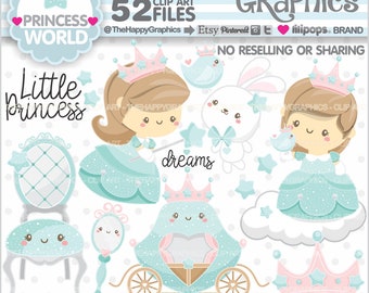 Princess Clipart, Princess Graphics, COMMERCIAL USE, Fairy Tale Clipart, Fairy Tale Graphics, Unicorn Clipart, Princesses Clipart, Bunny