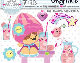 Summer Clipart, 80%OFF, Summer Graphic, COMMERCIAL USE, Summer Party, Pink Lemonade, Planner Accessories, Pink Lemonade Party, Cute