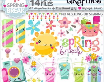 Spring Clipart, Spring Graphics, COMMERCIAL USE, Spring Party, Planner Accessories, Spring Break, Relax Cliparts, Break