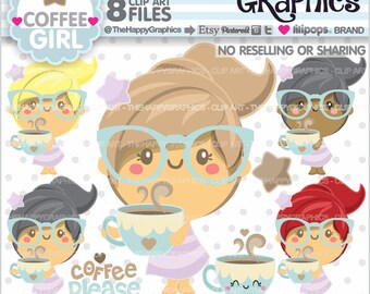 Coffee Clipart, Coffee Graphic, COMMERCIAL USE, Cup of Coffee, Beverage Clipart, Coffee Clip Art, Nerdy Girl, Coffee Girl, Mug, Educational