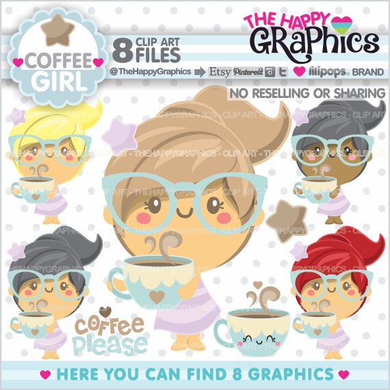 Coffee Clipart, Coffee Graphic, COMMERCIAL USE, Cup of Coffee, Beverage Clipart, Coffee Clip Art, Nerdy Girl, Coffee Girl, Mug, Educational Il_570xn