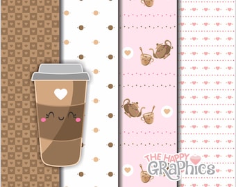 Coffee, Digital Paper, COMMERCIAL USE, Coffee Pattern, Printable Paper, Beverage Pattern, Cute Digital Paper, Paper for Print, Scrapbook