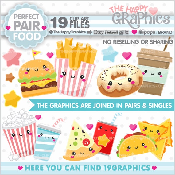 Valentine Clipart, Valentine Graphic, COMMERCIAL USE, Perfect Pair, Food Duos, Perfect Together, Food Pairings, Perfect Food Pair, Love Il_570xn