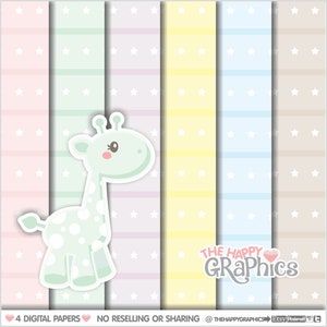 Baby Giraffe, Digital Paper, COMMERCIAL USE, Giraffe Pattern, Printable Paper, Baby Pattern, Spring Paper, Baby Paper, Welcome Baby Pattern image 1