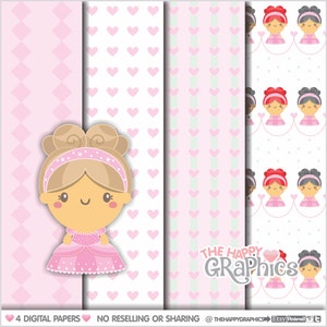 Princess Digital Paper, COMMERCIAL USE, Princess Pattern, Printable Paper, Pink Paper, Pink Pattern, Quinceanera Pattern, Quinceanera Paper image 1