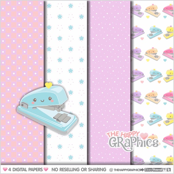 Desk Stapler, Digital Paper, COMMERCIAL USE, School Pattern, Printable Paper, Back to School, School Paper, Student Supplies, Teacher Il_570xn