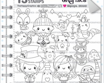 Alice In Wonderland Stamp 80OFF COMMERCIAL USE Digi Digital Image Digistamp Coloring Page Graphic