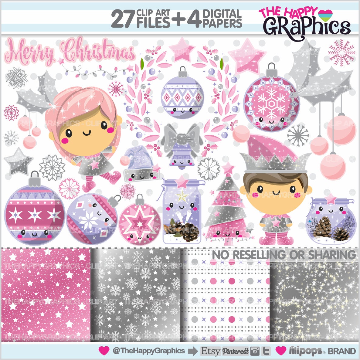 Christmas Clipart Christmas Graphics COMMERCIAL USE Etsy
