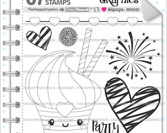 Cupcake Stamps, Cupcake Digital Stamps, Cupcake Digistamps, COMMERCIAL USE, Digi Stamps, Digistamps, Celebration Stamps, Birthday Stamps