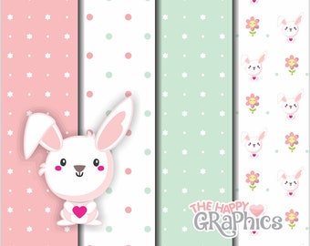 Rabbit Digital Paper, Rabbit Pattern, COMMERCIAL USE, Animal Digital Paper, Spring Digital Paper, Spring Pattern, Pet Patter, Pet Paper