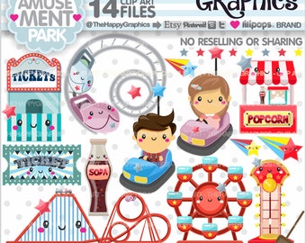 Amusement Park, Clipart, Park Graphics, COMMERCIAL USE, Planner Accessories, Carnival Clipart, Summer Clipart, Theme Park