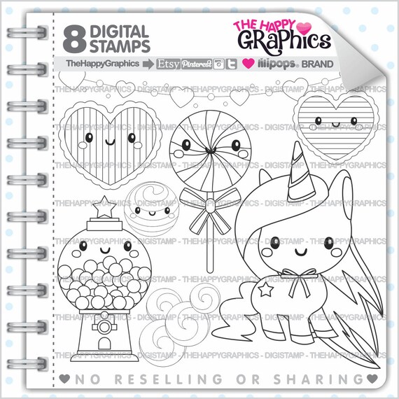 Unicorn Stamp, COMMERCIAL USE, Digi Stamp, Digital Image, Unicorn Digistamp, Unicorn Coloring Page, Unicorn Graphic, Printable Il_570xn
