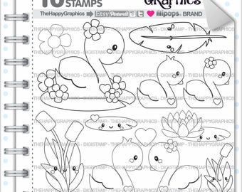 Swan Stamps, Commercial Use, Digi Stamp, Digital Image, Planning Digistamp, Coloring Page, Swan Cliparts, Animal Stamps, Digital, Printable