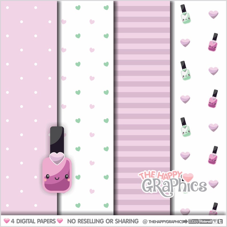 Manicure Pattern, Salon Paper, Manicure Digital Paper, Nail Art, Nail Polish, Printable, Cute Background, Digital Paper, Digital Pattern image 1