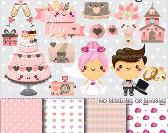 Wedding Clipart, Wedding Graphics, COMMERCIAL USE, Bride Graphics, Groom Clipart, Planner Accessories, Wedding Party, Cake