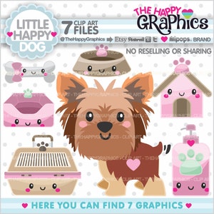 Dog Clipart, Dog Graphic, COMMERCIAL USE, Dog Party, Planner Accessories, Yorkshire Terrier Graphic, Yorkshire Clipart, Puppy Clipart, Cute image 1