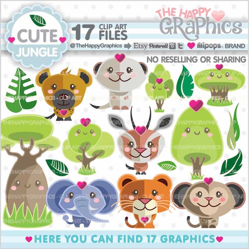 Animal Clipart, Animal Graphics, COMMERCIAL USE, Jungle Clipart, Jungle Graphic, Planner Accessories, Zoo Clipart, Zoo Party, Animal Clipart image 1