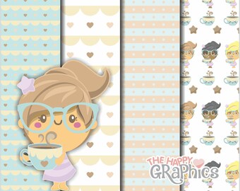 Coffee, Digital Paper, COMMERCIAL USE, Coffee Pattern, Printable Paper, Beverage Pattern, Cute Digital Paper, Paper for Print, Scrapbook