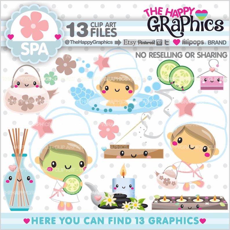 Spa Clipart, Spa Graphics, Spa Girls, Spa Party, COMMERCIAL USE, Planner Accessories, Spa Therapy, Pamper Cliparts image 1