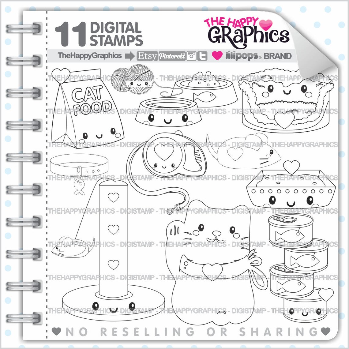 Cat Stamps Commercial Use Digi Stamp Digital Image Cat Etsy