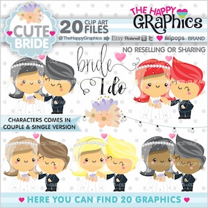 Bride Clipart, COMMERCIAL USE, Bride Graphic, Couple Graphic, Wedding Cliparts, Groom Clipart, I Do Clipart, Celebration Clipart, Cute image 1